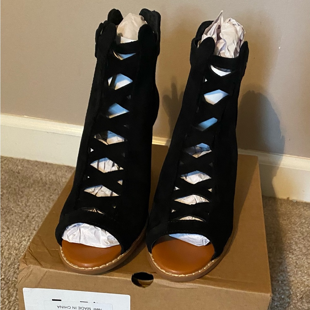 Black Open Toe Heels